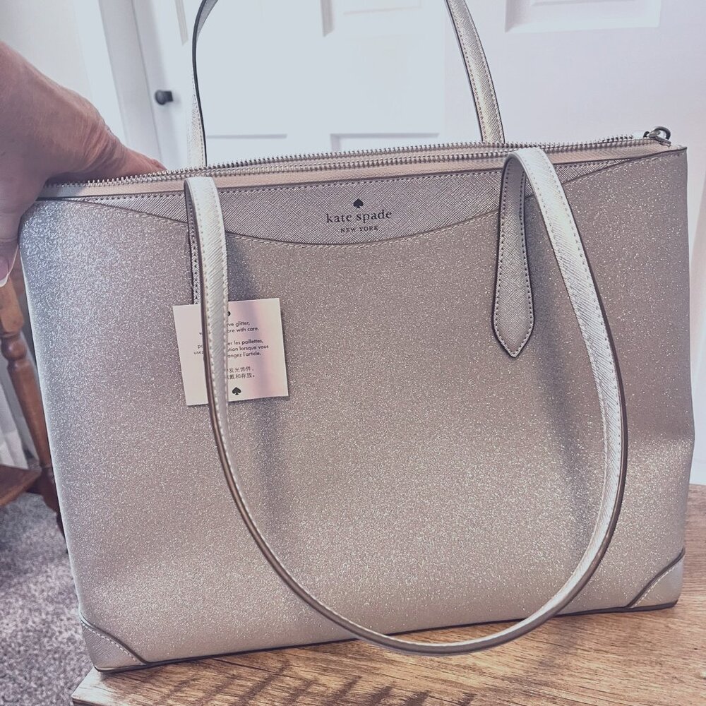 NWT - New with Tags Kate Spade Hani Tote - Silver Sparkler